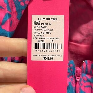 Lilly Pulitzer Pink and Blue Leaf Print Dress